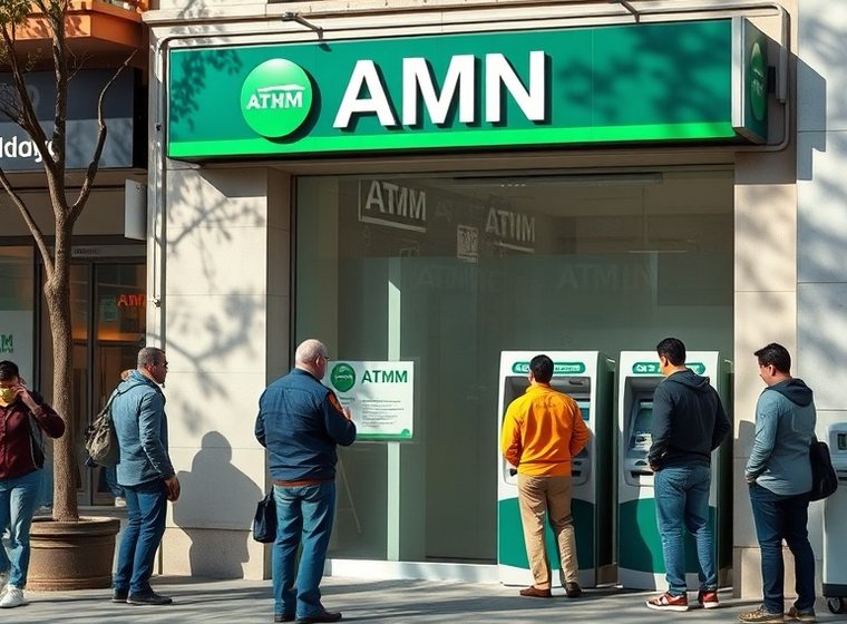 ATM in service at a bank branch