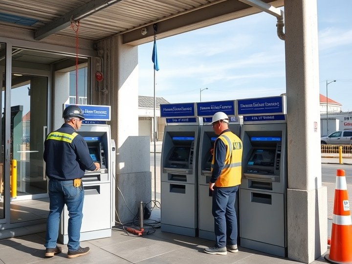 Technician carrying out maintenance on an ATM