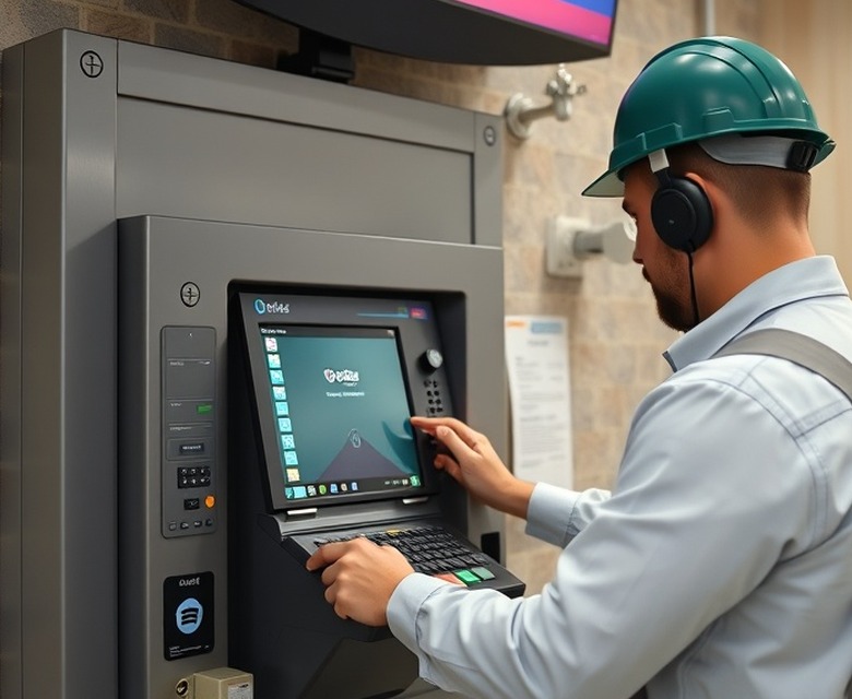 ATM in service at a bank branch